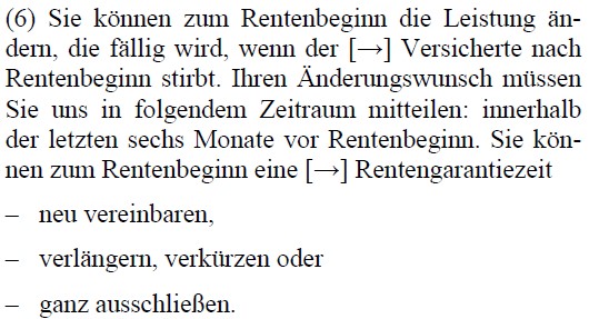 Rentengarantiezeit Bedingungswerk